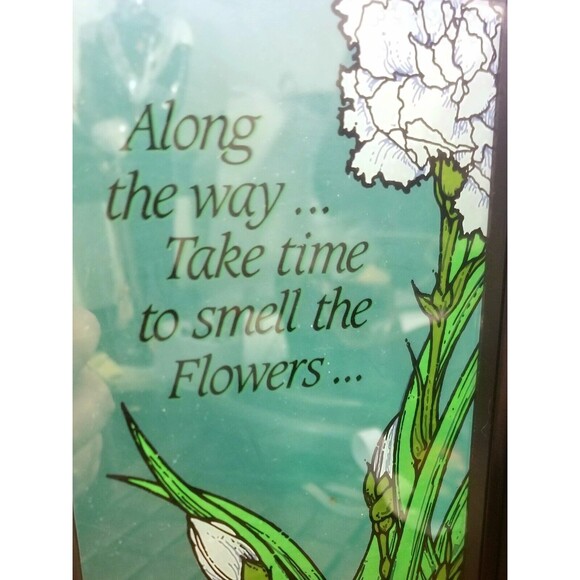 Vintage Fairy Seriglass Suncatcher "Take Time To  Smell The Flowers" Yorkcraft - Picture 4 of 4